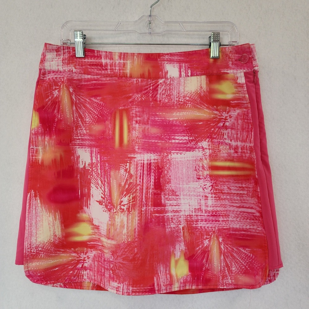 EP Pro Golf Skort Womens 10 Pink Orange Abstract Brushstroke Performance Skirt